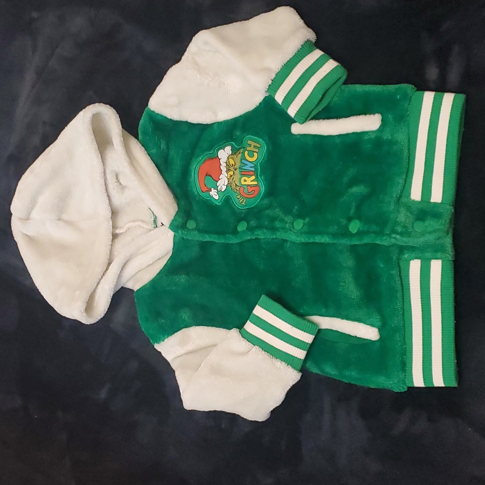 The Grinch 12 month fleece varsity jacket